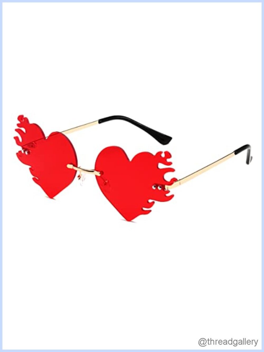Rimless Heart Shaped Polarized Sunglasses UV400 Retro Rave Party
